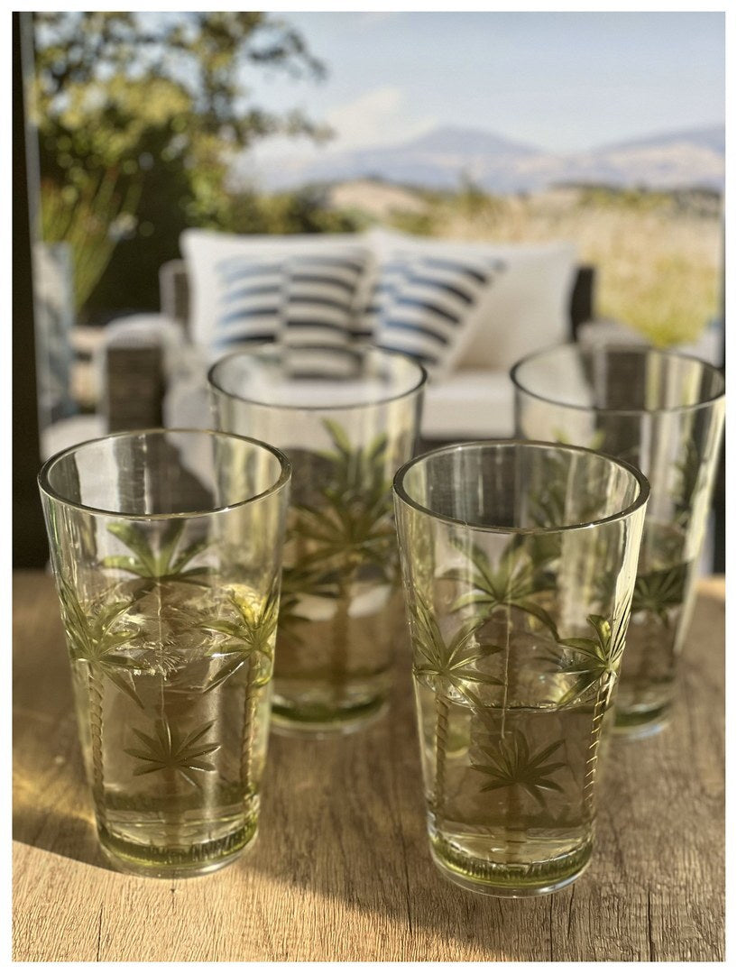 Palm Tree Design Acrylic Glasses Drinking Set of 4 Hi clear-acrylic