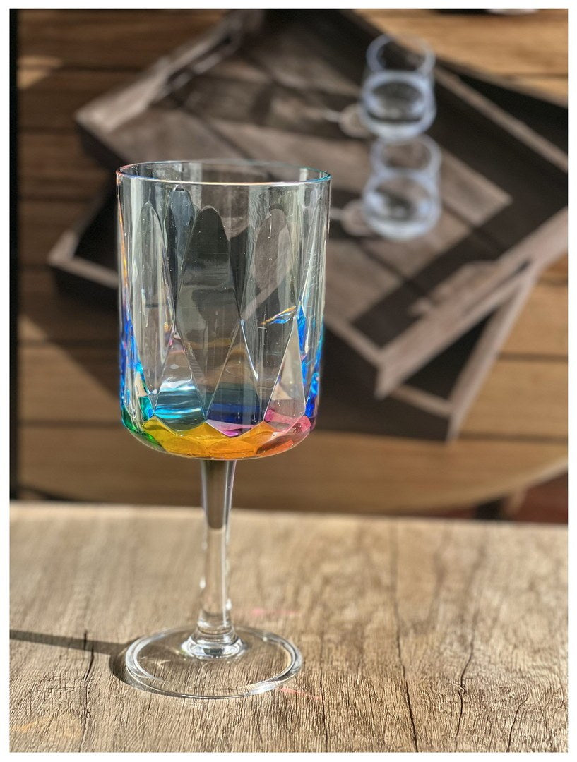 Rainbow Diamond Plastic Wine Glasses Set of 4