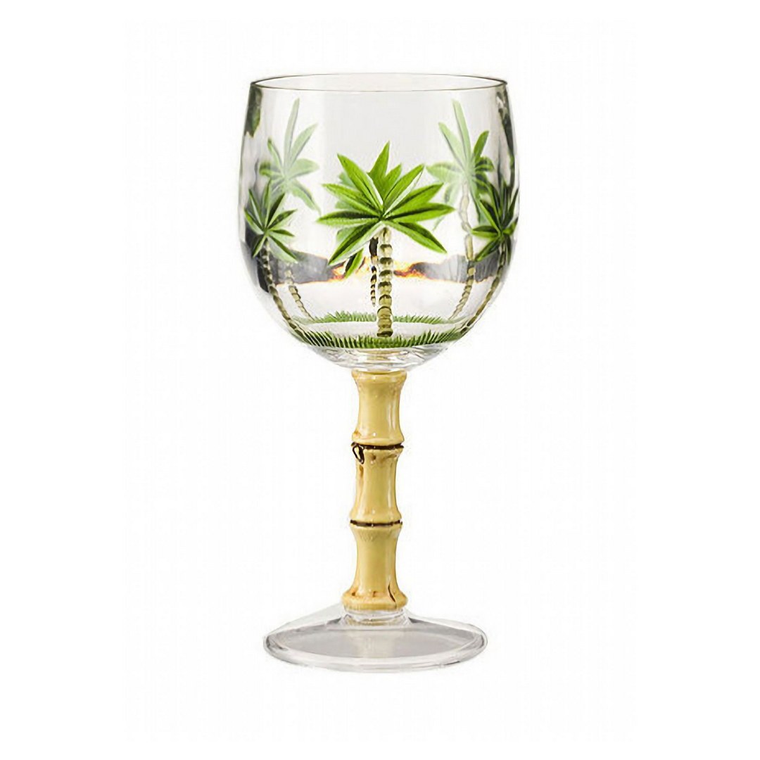 Palm Tree Plastic Wine Glasses Set of 4 16oz ,