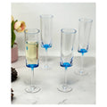 Oval Halo Plastic Champagne Flutes Set Of 4 4Oz , Unbreakable Mimosa Glasses Plastic Champagne Glasses, Acrylic Wedding Champagne Flutes Blue Acrylic