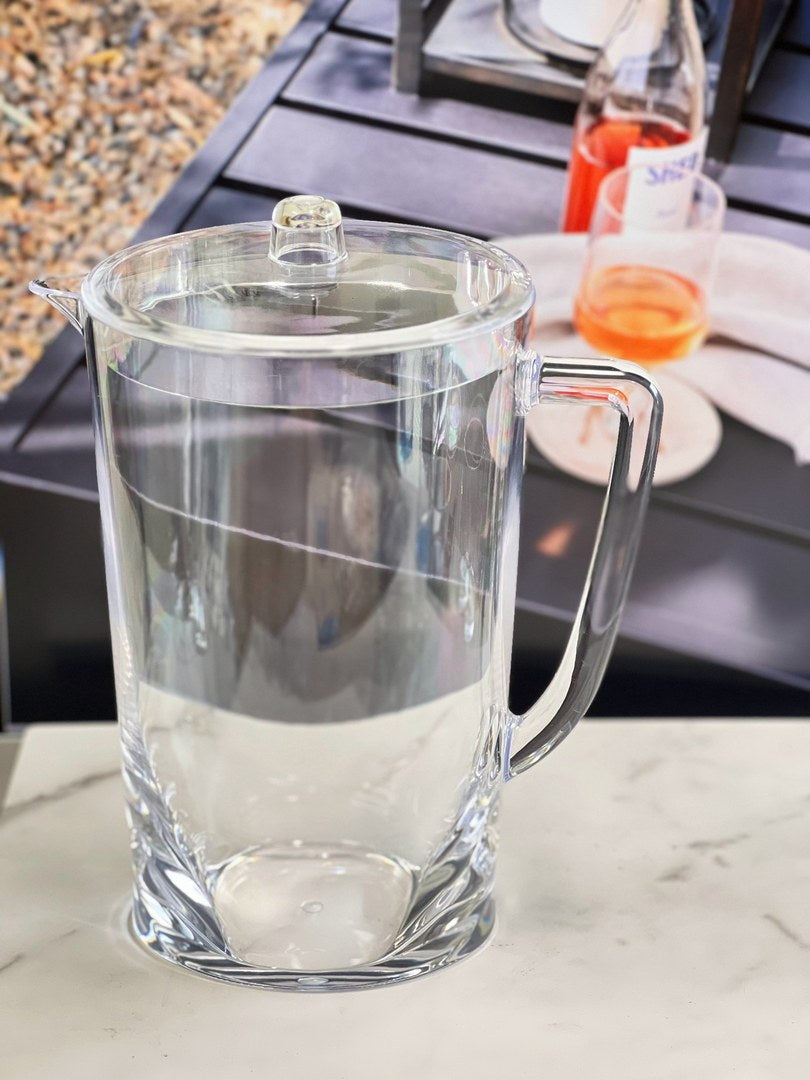 2.75 Quarts Water Pitcher With Lid, Oval Halo Design Unbreakable Plastic Pitcher, Drink Pitcher, Juice Pitcher With Spout Bpa Free Clear Acrylic