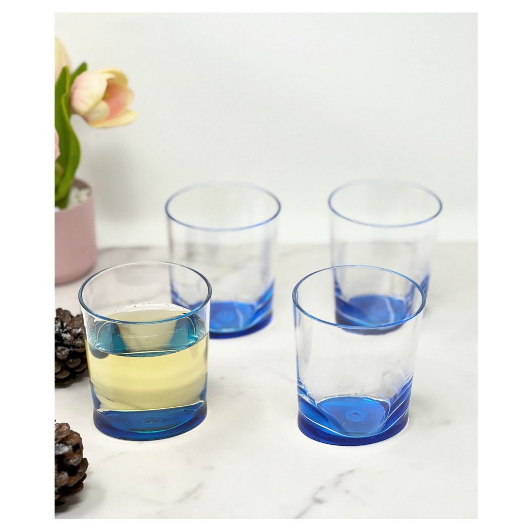 Oval Halo Acrylic Glasses Drinking Set of 4 DOF 12oz blue-acrylic