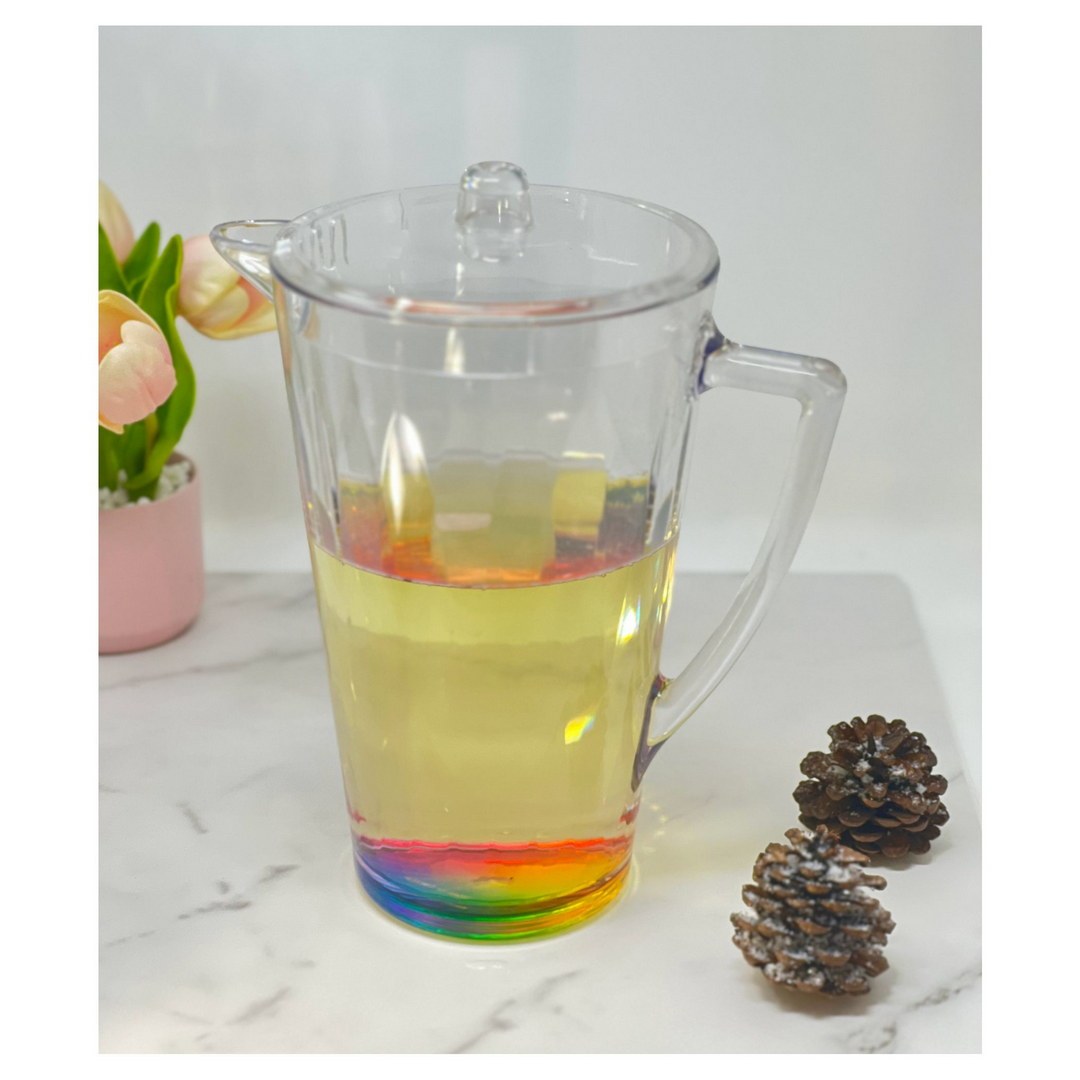 2.5 Quarts Water Pitcher with Lid, Rainbow Design clear-acrylic