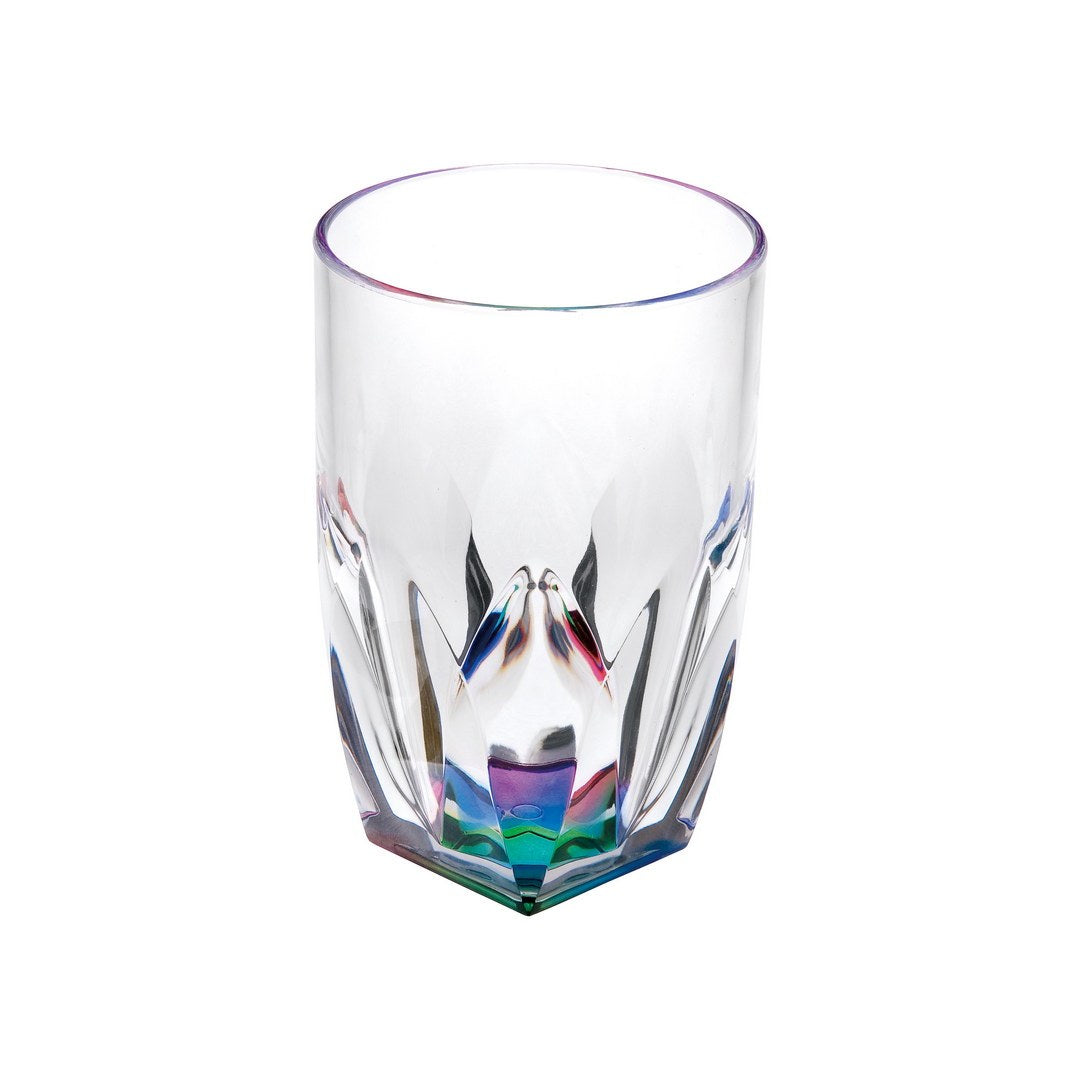 Rainbow Diamond Acrylic Glasses Drinking Set Of 4 Hi Ball 17Oz , Plastic Drinking Glasses, Bpa Free Cocktail Glasses, Drinkware Set, Drinking Water Glasses Clear Acrylic