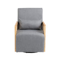 Coolmore 360 Degree Swivel Barrel Club Chair With One Pillow,Modern Comfortable Upholstered Accent Chair,Linen Accent Chair For Living Room,Bedroom Grey Linen Grey Primary Living Space Modern Foam Linen