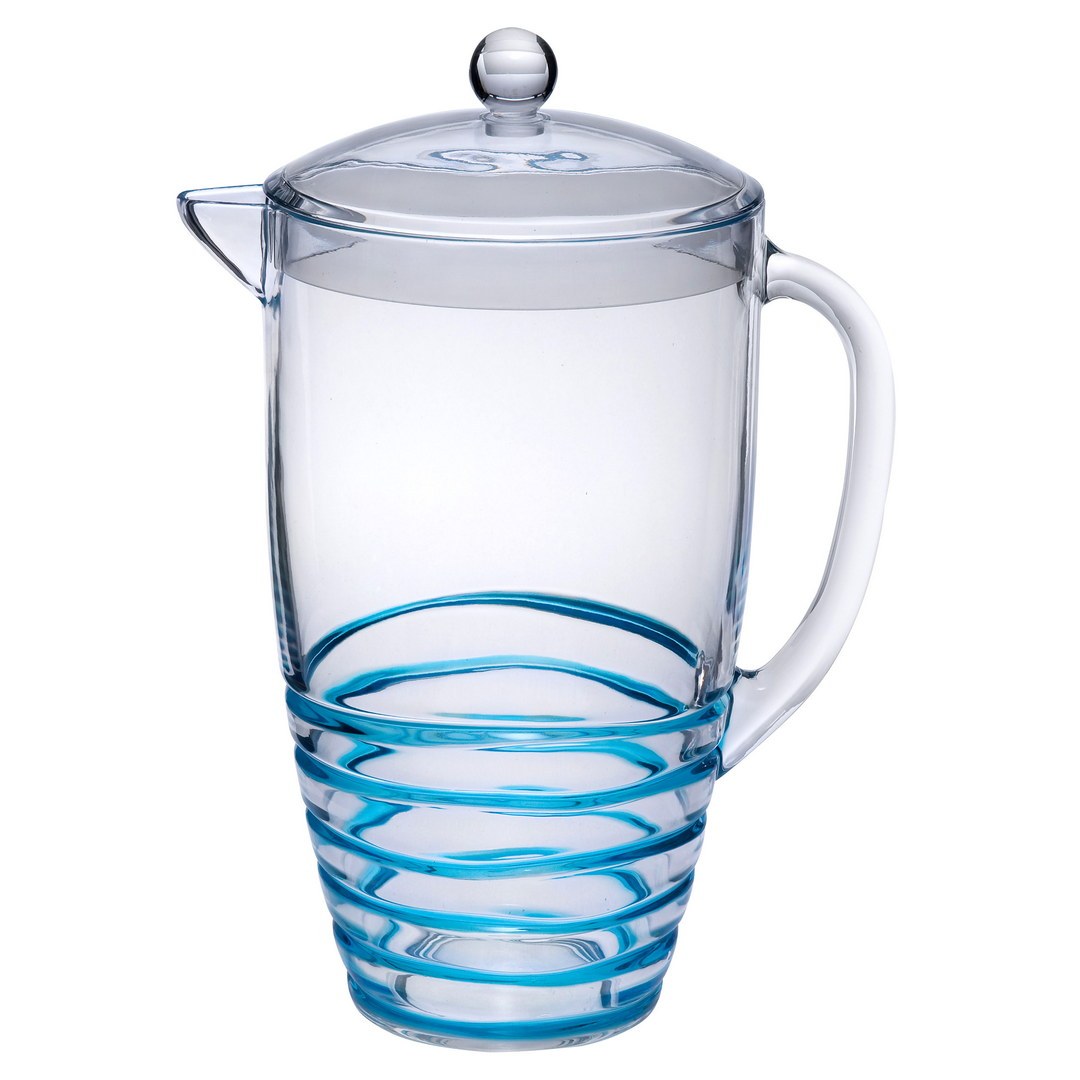 2.5 Quarts Water Pitcher With Lid, Swirl Unbreakable Plastic Pitcher, Drink Pitcher, Juice Pitcher With Spout Bpa Free Blue Acrylic