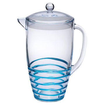2.5 Quarts Water Pitcher With Lid, Swirl Unbreakable Plastic Pitcher, Drink Pitcher, Juice Pitcher With Spout Bpa Free Blue Acrylic