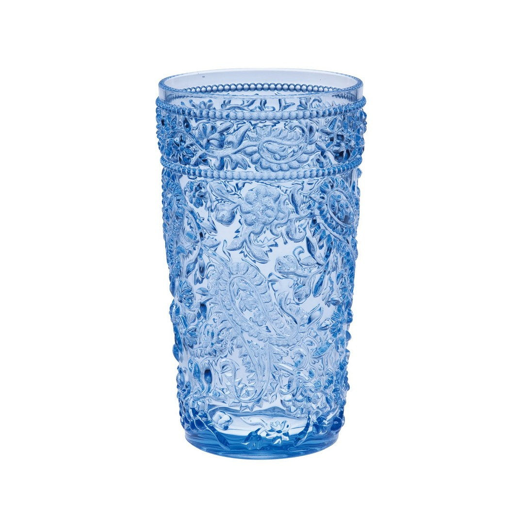 Paisley Acrylic Glasses Drinking Set of 4 Hi Ball 17oz blue-acrylic