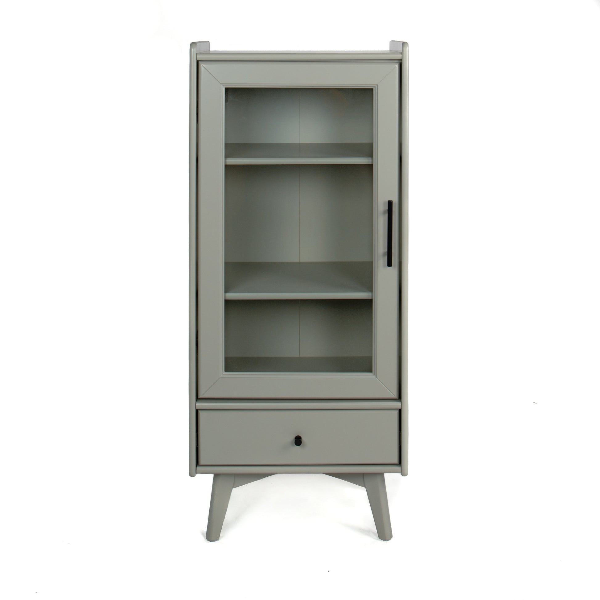 Modern Bathroom Storage Cabinet & Floor Standing Cabinet With Glass Door With Double Adjustable Shelves And One Drawer, Extra Storage Space On Top, Gray 19.75" 13.75" 46" Gray Mdf Glass