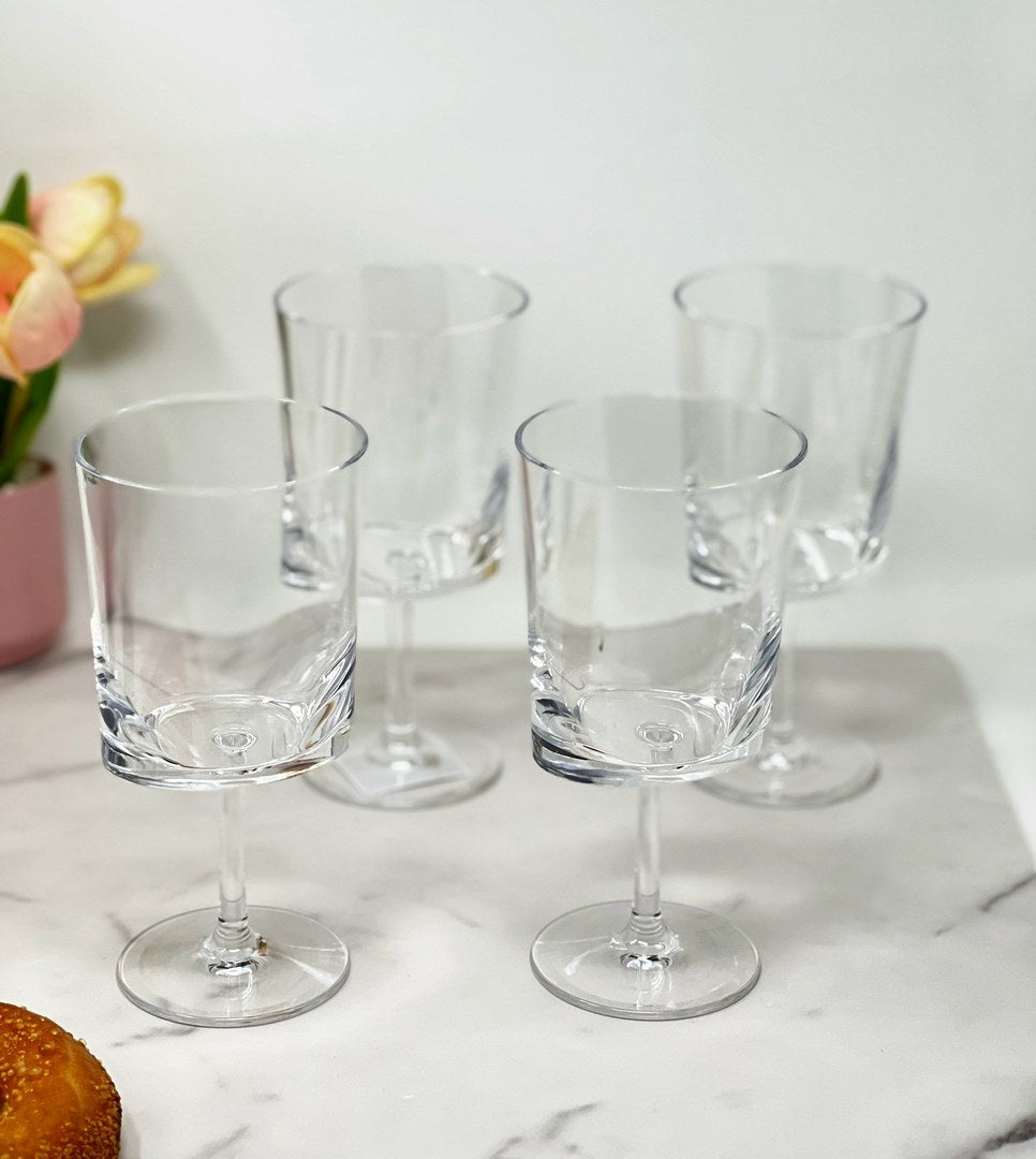 Oval Halo Plastic Wine Glasses Set of 4 12oz , BPA clear-glass
