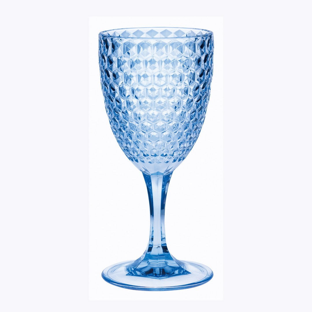 Diamond Cut Plastic Wine Glasses Set of 4 12oz , BPA blue-acrylic