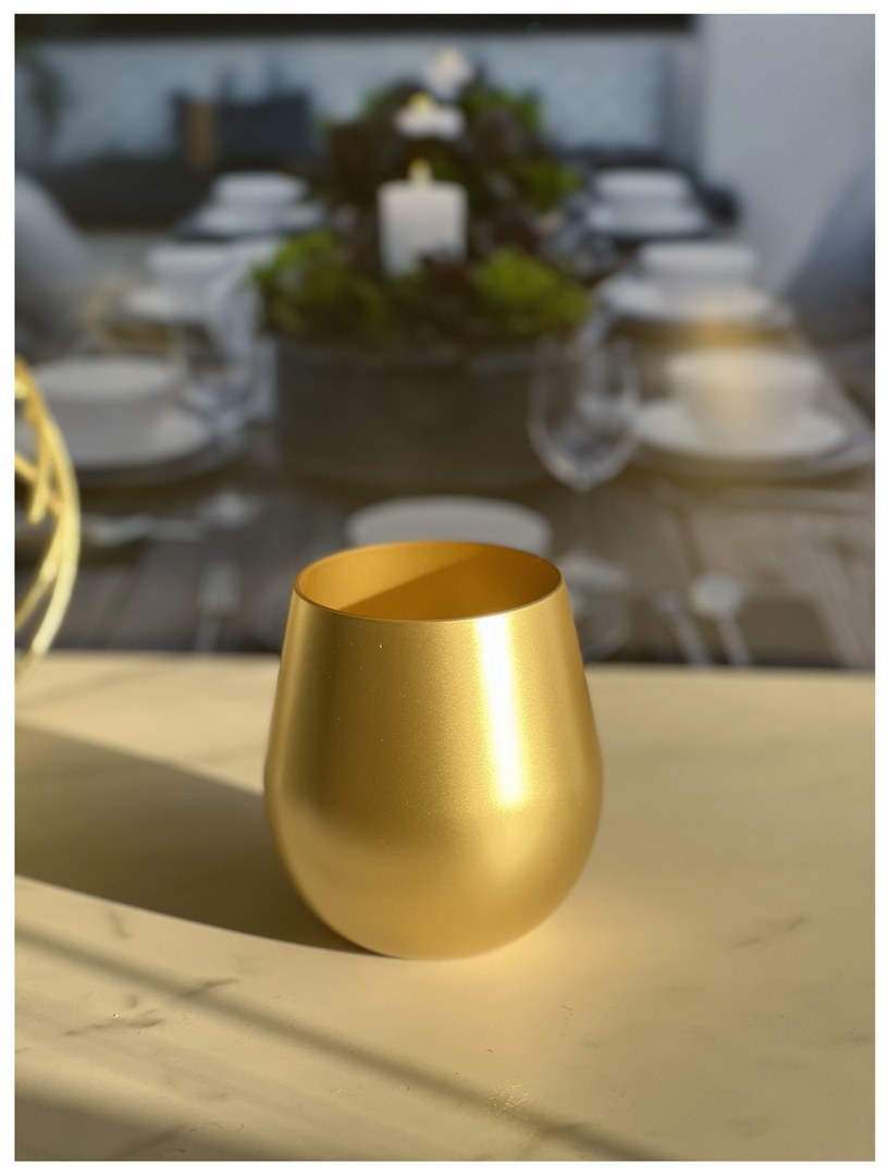 Metallic Gold Color Plastic Wine Glasses Set of 4 18oz gold-acrylic