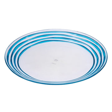 Designer Swirl 12" Acrylic Dinner Plates Set Of 4, Blue Plastic Plates Reusable, Unbreakable Kitchen Plates For All Occasions Bpa Free Dishwasher Safe Blue Acrylic