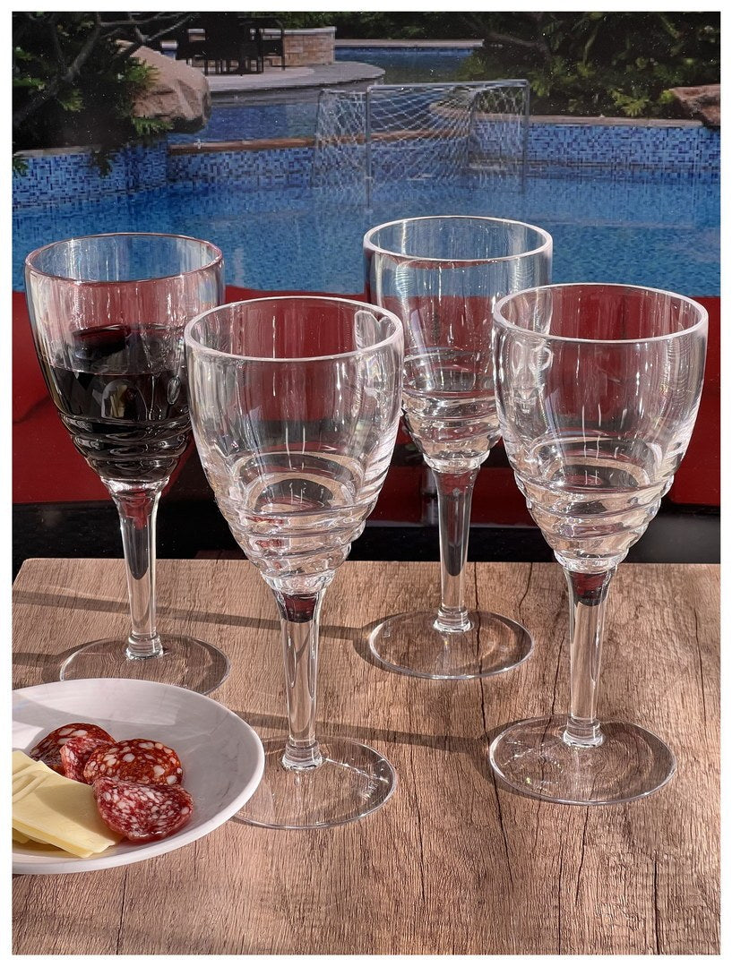 Swirl Plastic Wine Glasses Set of 4 12oz , BPA Free clear-acrylic