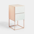 Tempered Glass Marble Stone Double Drawer Bedside Table For Bedroom, Living Room Pink White Mdf Glass