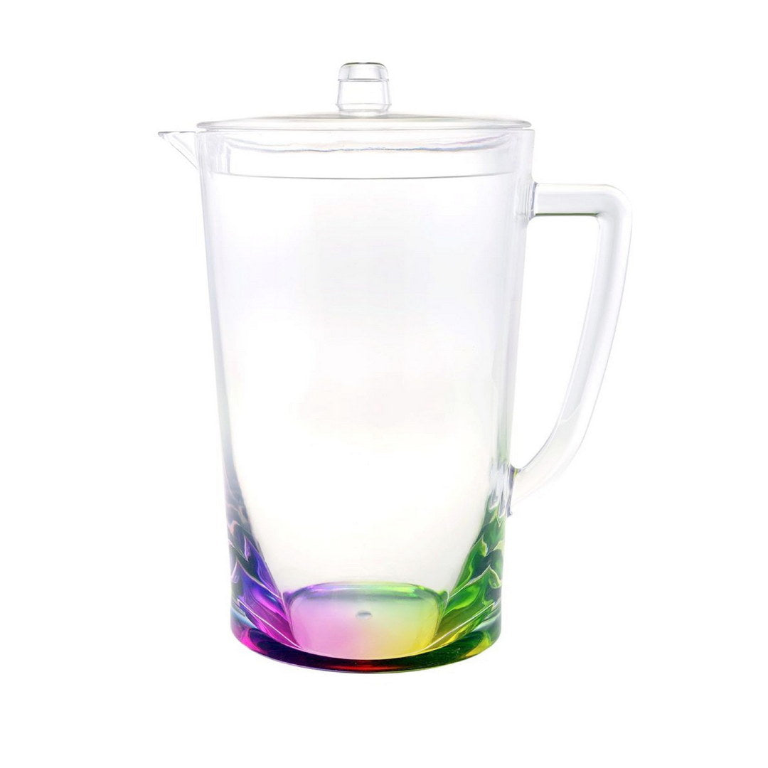 2.75 Quarts Water Pitcher With Lid, Oval Halo Design Unbreakable Plastic Pitcher, Drink Pitcher, Juice Pitcher With Spout Bpa Free Clear Acrylic