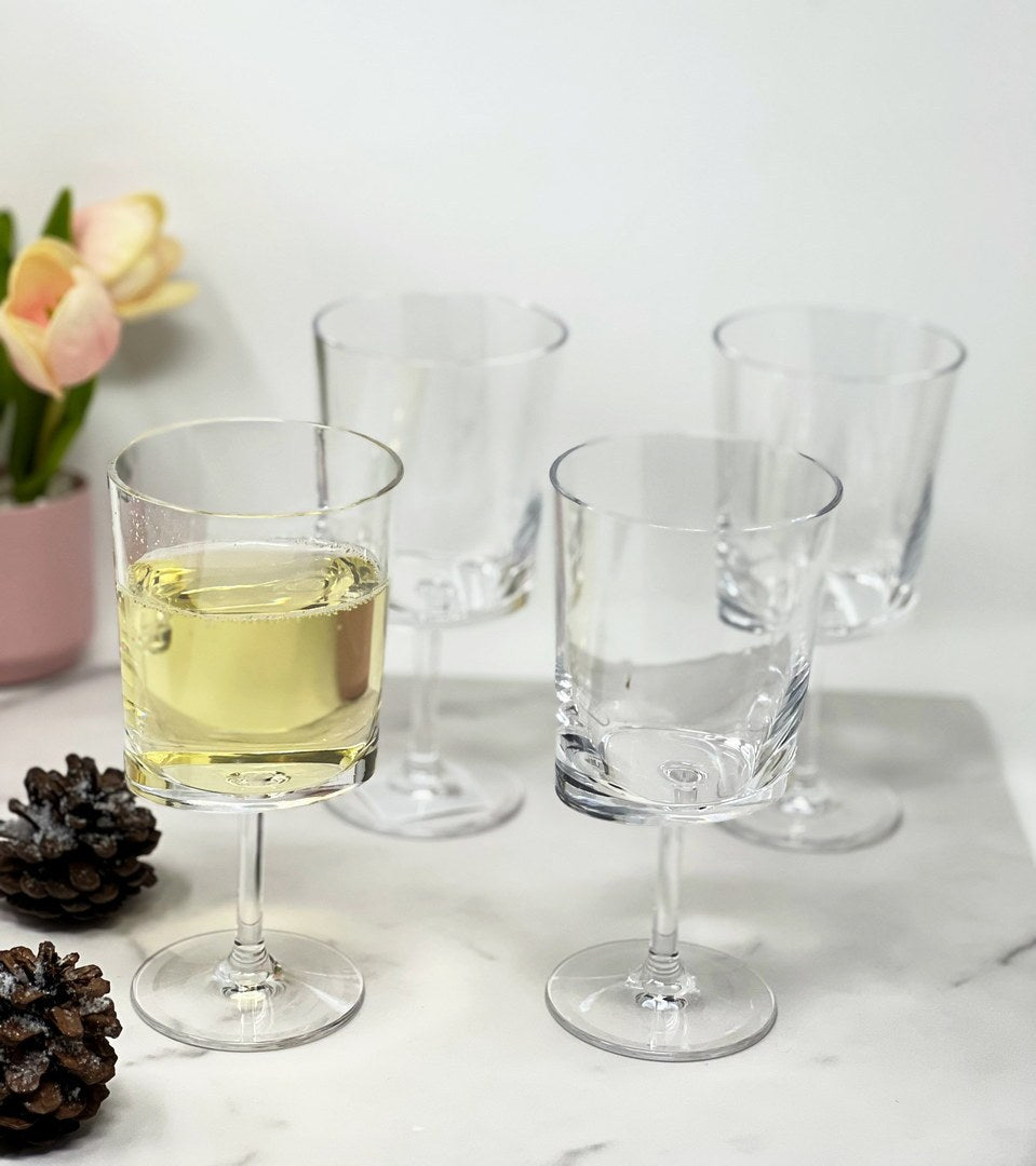 Oval Halo Plastic Wine Glasses Set of 4 12oz , BPA clear-glass