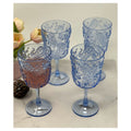 Paisley Plastic Wine Glasses Set Of 4 13Oz , Bpa Free Acrylic Wine Glass Set, Unbreakable Red Wine Glasses, White Wine Glasses Blue Acrylic