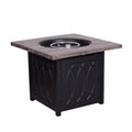 Faux Woodgrain Table Top And Steel Base Propane Outdoor Fire Pit Table With Lid Black Garden & Outdoor American Design Concrete,Metal