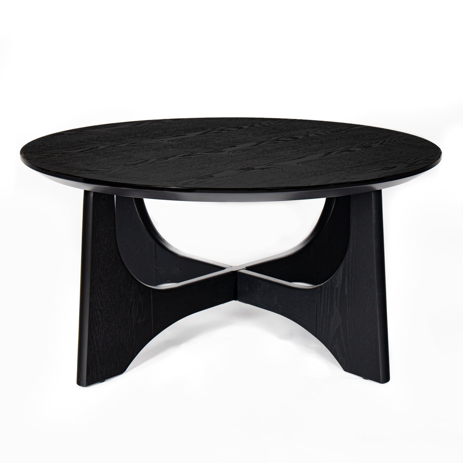 36" Round Coffee Table, Wooden Coffee Tables For Living Room Reception Room Black Black Primary Living Space Mdf