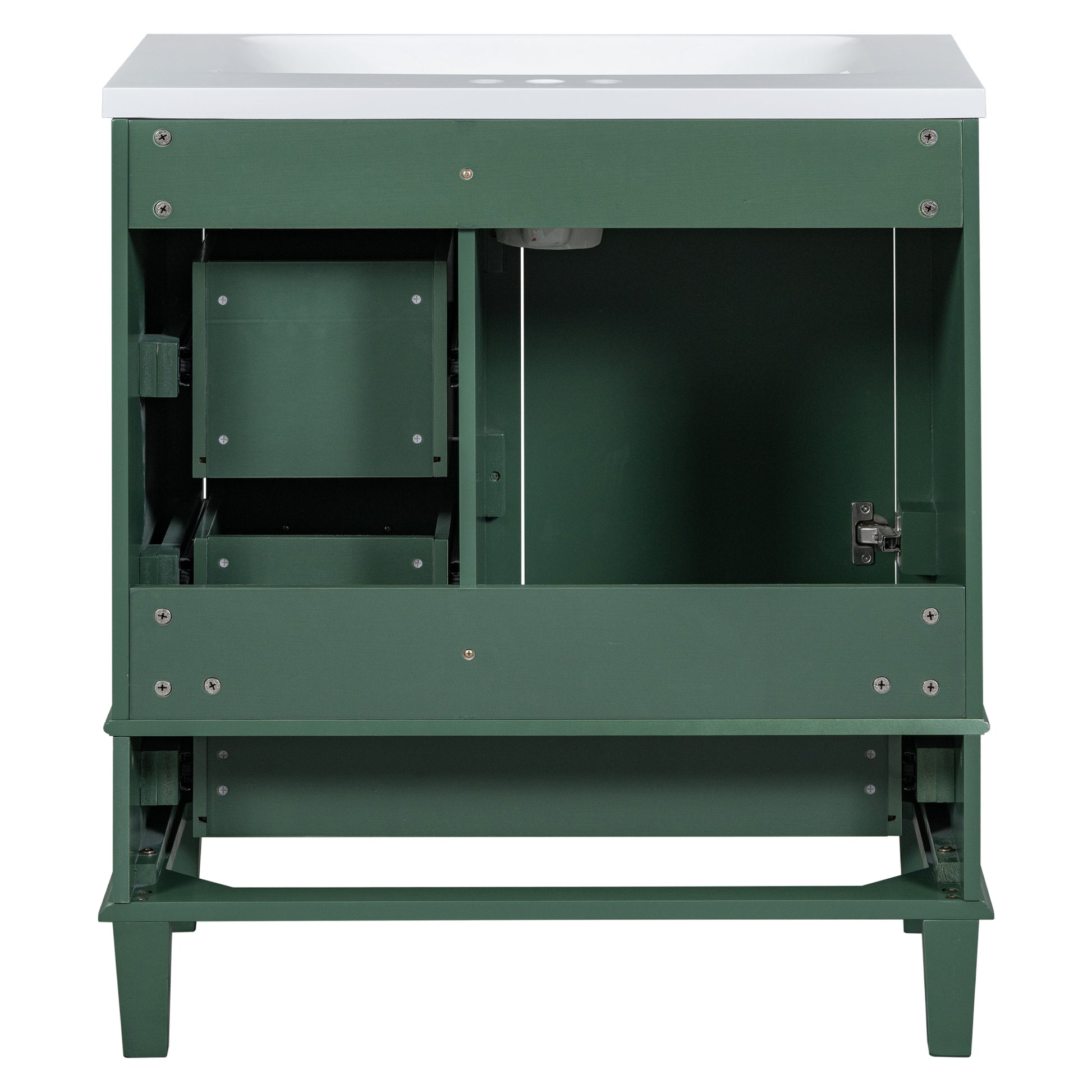 30" Bathroom Vanity In Green, Modern Bathroom Cabinet With Sink Combo Set, Bathroom Storage Cabinet With A Soft Closing Door And 3 Drawers, Solid Wood Frame Resin Basin Green Solid Wood Mdf