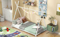 Metal Twin Size House Platform Bed With Triangle Structure, White Box Spring Not Required Twin White Metal Bedroom Bed Frame Metal