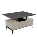 5 Pieces Lift Top Coffee Table Set With Storage Convertible Dining Table With Ottomans Dark Gray Fabric Mdf