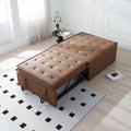 Multipurpose Faux Leather Ottoman Lazy Sofa Pulling Out Sofa Bed Brown Brown Foam Pu Leather