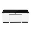 Modern White Lift Top Glass Coffee Table With Drawers & Storage Multifunction Table Black White Mdf Glass