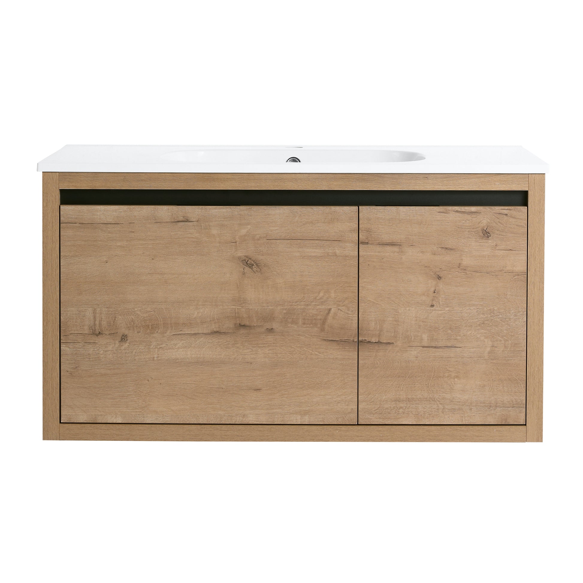 36 Inch Wall Mounted Bathroom Vanity With Gel Sink 1 Imitative Oak 1 Bathroom Wall Mounted Modern Plywood