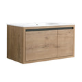 36 Inch Wall Mounted Bathroom Vanity With Gel Sink 1 Imitative Oak 1 Bathroom Wall Mounted Modern Plywood