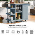 Multipurpose Kitchen Cart Cabinet with Side Storage blue-mdf