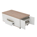 Modern Walnut & White Lift Top Coffee Table Multifunctional Table With Drawers & Shelves White Walnut Mdf