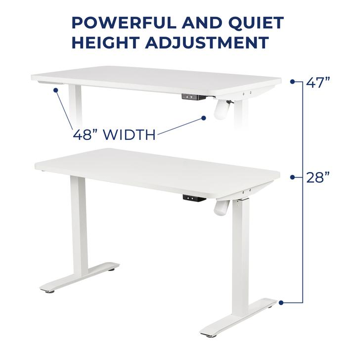 Whole Piece Electric Standing Desk, 48 X 24 Inches Height Adjustable Desk, Sit Stand Desk Home Office Desks White White Particle Board