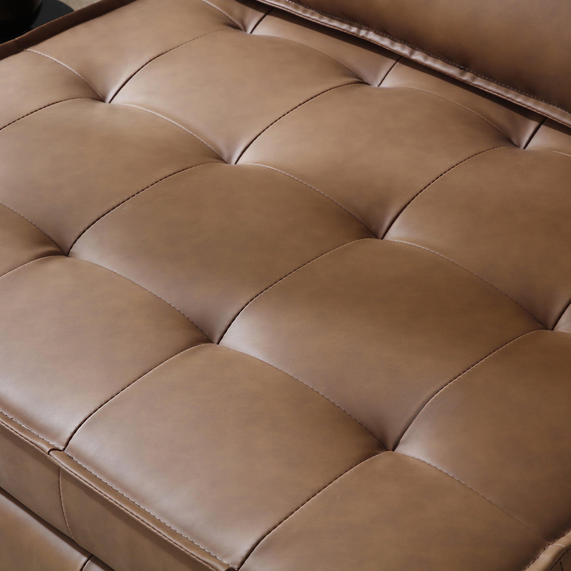 Multipurpose Faux Leather Ottoman Lazy Sofa Pulling Out Sofa Bed Brown Brown Foam Pu Leather