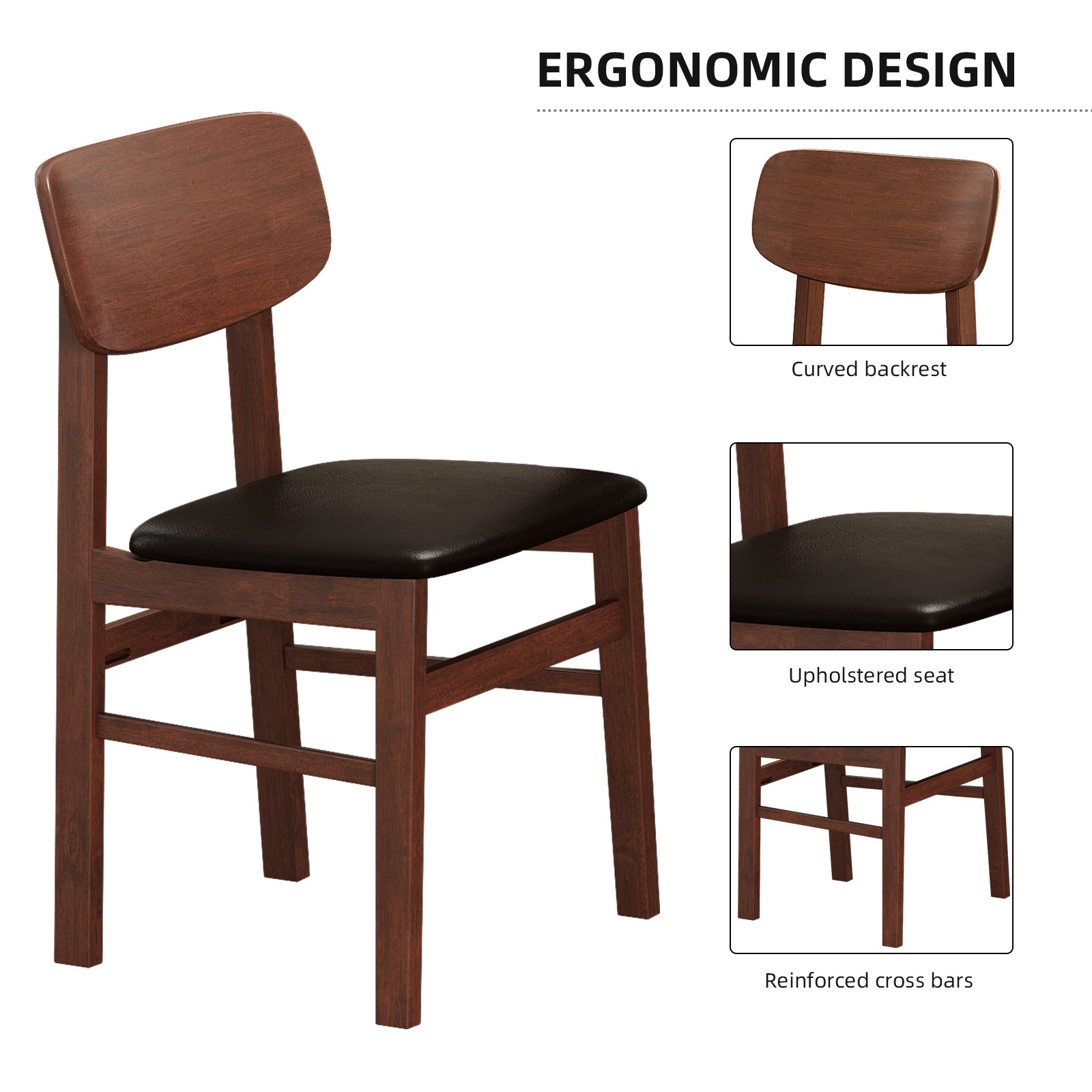 5 Pieces Dining Table Set 1 Dining Table And 4 Chairs Rustic Retro Solid Rubberwood Table And Breakfast Upholstered Stools For Home Kitchen Dining Room Antique Brown Rubber Wood