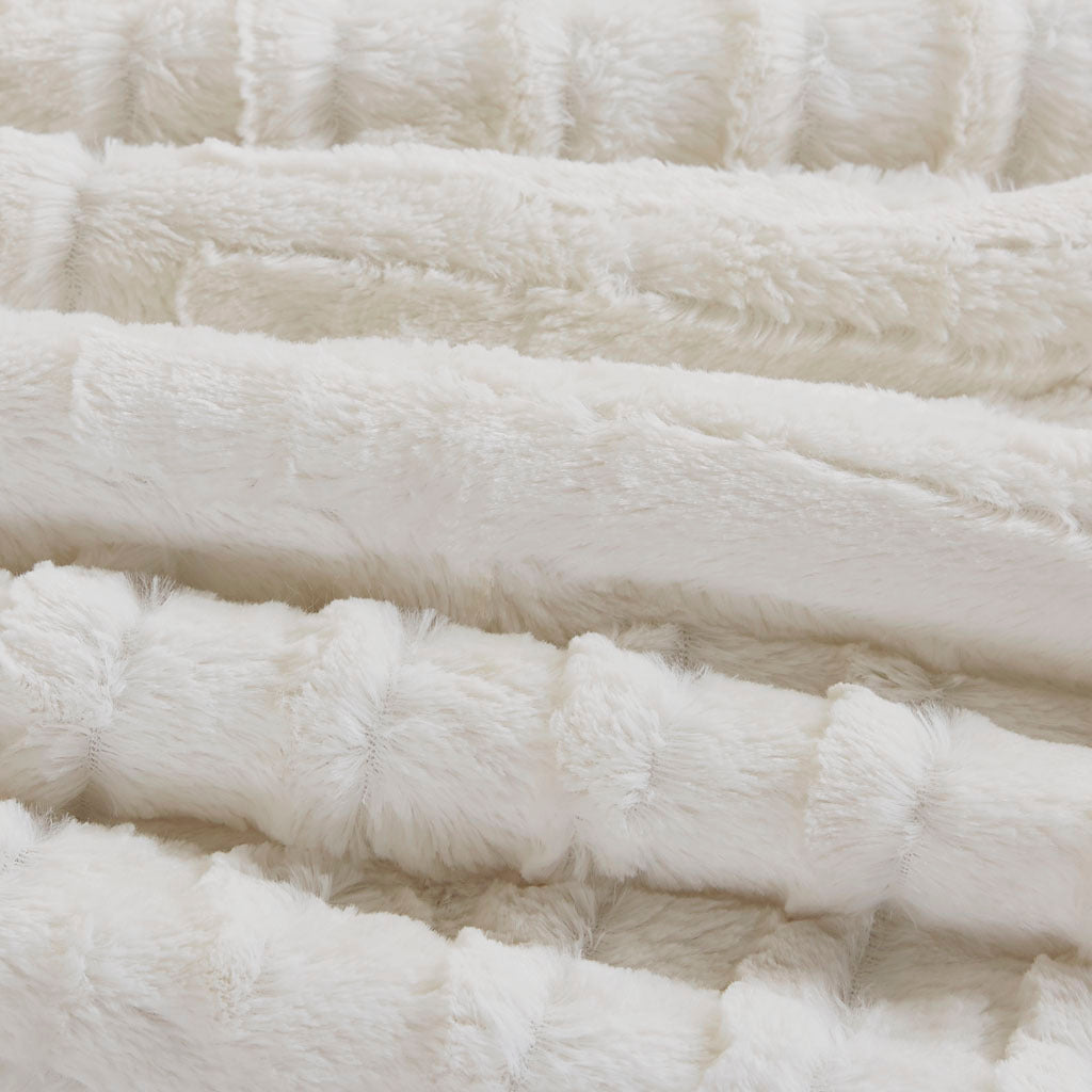 Fur Down Alternative Comforter Mini Set ivory-faux fur