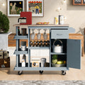Multipurpose Kitchen Cart Cabinet with Side Storage blue-mdf