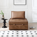 Multipurpose Faux Leather Ottoman Lazy Sofa Pulling Out Sofa Bed Brown Brown Foam Pu Leather