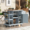 Multipurpose Kitchen Cart Cabinet with Side Storage blue-mdf