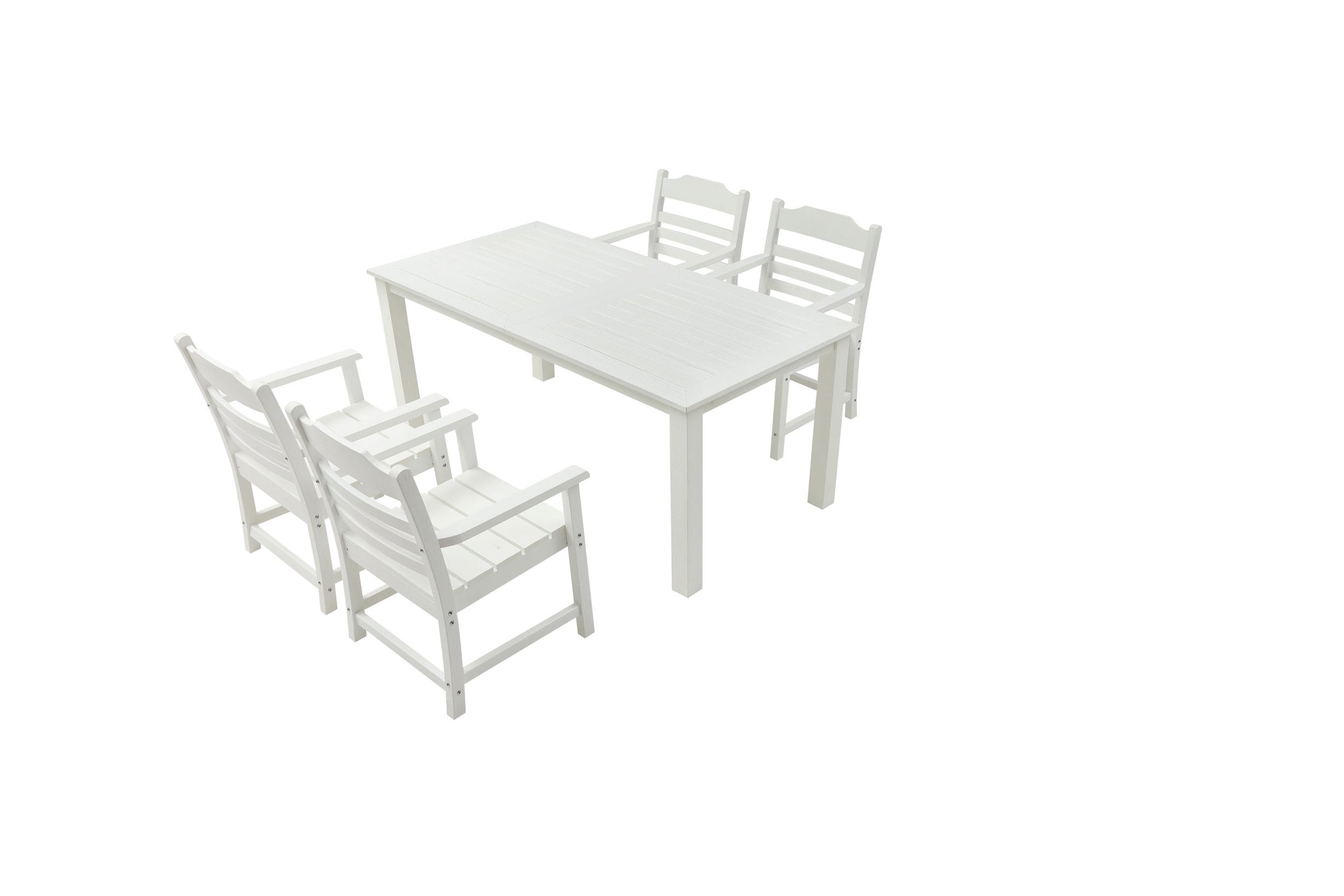 HIPS Patio Furniture Dining Chair and Table, 5 Pieces white-hdpe