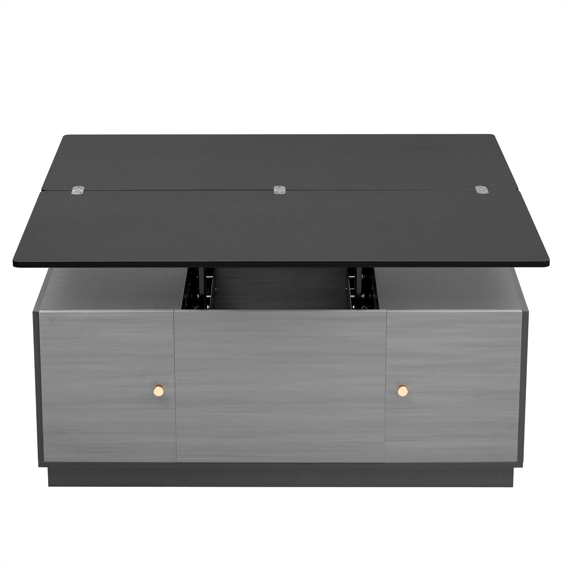 Modern Gray Multi Functional Rectangle Lift Top Coffee Table Extendable With Storage Dark Gray Mdf
