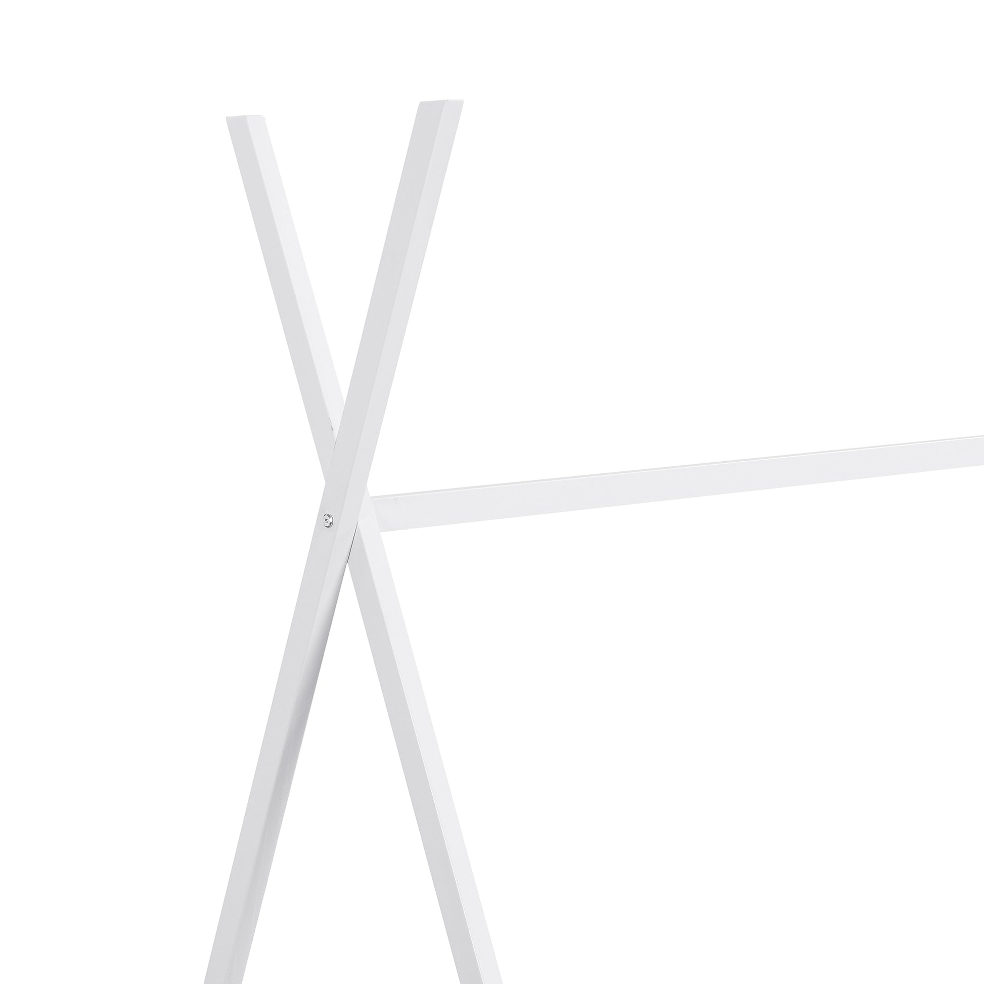 Metal Twin Size House Platform Bed With Triangle Structure, White Box Spring Not Required Twin White Metal Bedroom Bed Frame Metal