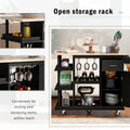 Multipurpose Kitchen Cart Cabinet with Side Storage black-mdf