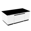 Modern White Lift Top Glass Coffee Table With Drawers & Storage Multifunction Table Black White Mdf Glass