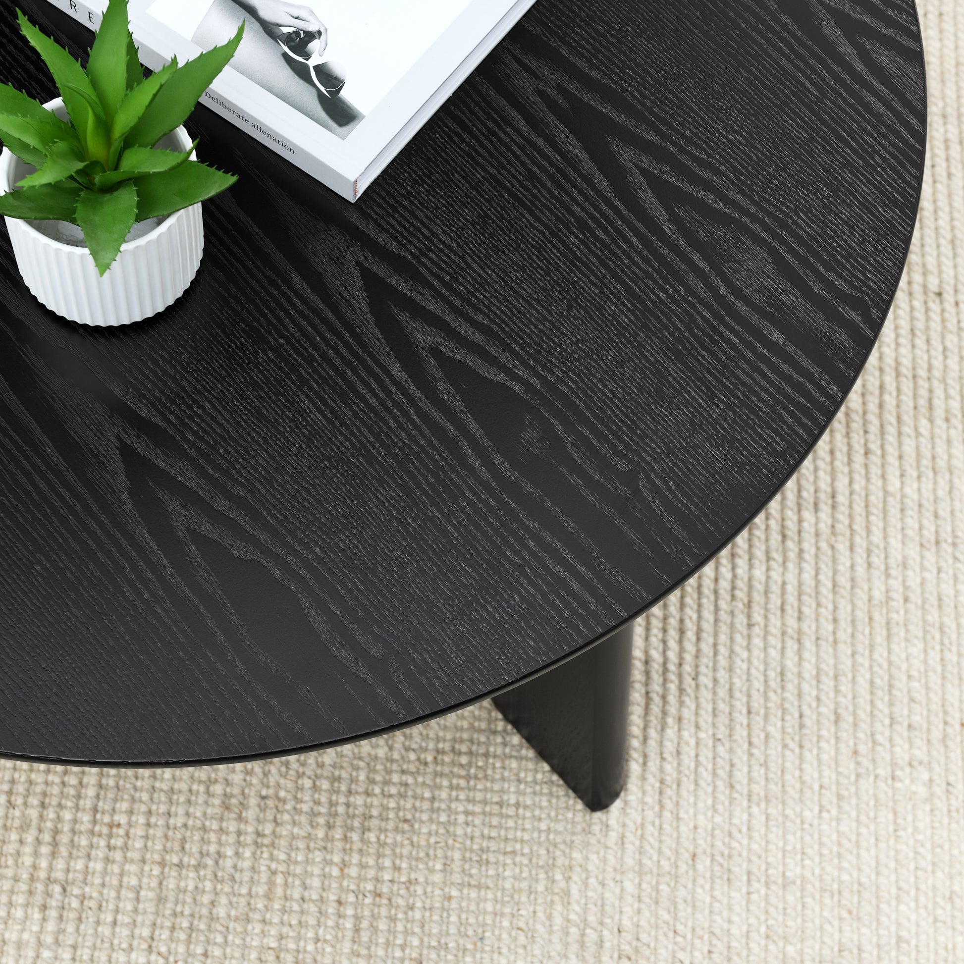 36" Round Coffee Table, Wooden Coffee Tables For Living Room Reception Room Black Black Primary Living Space Mdf