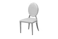 Dining Chair Set Of 2, Oval Backrest Design And Stainless Steel Legs White Leather