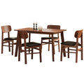5 Pieces Dining Table Set 1 Dining Table And 4 Chairs Rustic Retro Solid Rubberwood Table And Breakfast Upholstered Stools For Home Kitchen Dining Room Antique Brown Rubber Wood