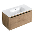 36 Inch Wall Mounted Bathroom Vanity With Gel Sink 1 Imitative Oak 1 Bathroom Wall Mounted Modern Plywood