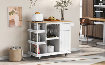 Multipurpose Kitchen Cart Cabinet with Side Storage white-mdf